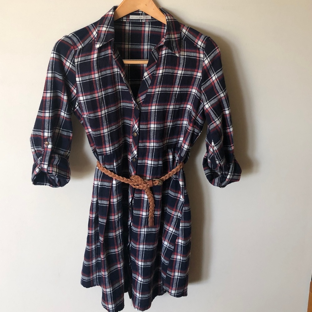Plaid button down dress